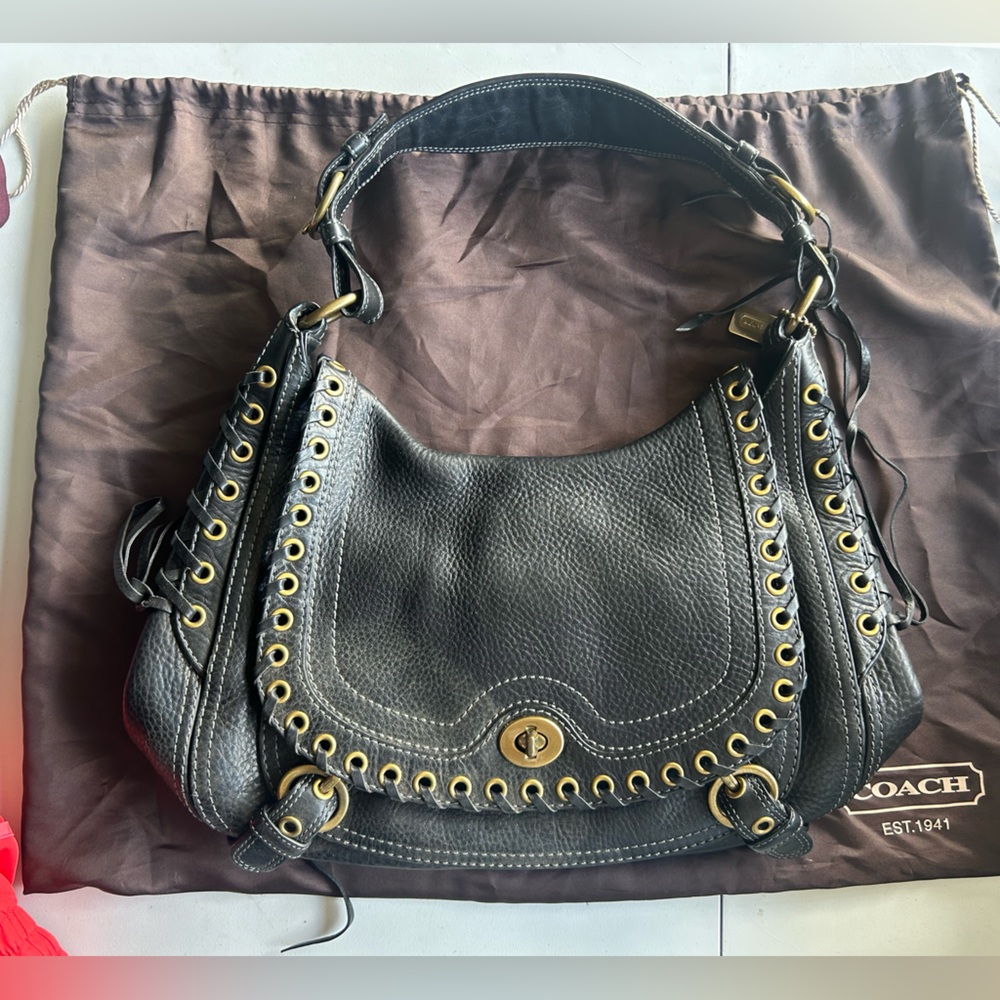 COACH ABBEY Laced Studded Flap HOBO 10971